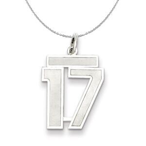 Sterling Silver, Jersey Collection, Medium Number 17 Necklace - 24 In